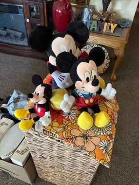 Disney Mickey Mouse Plush Trio in Black, Yellow & Red set of 3